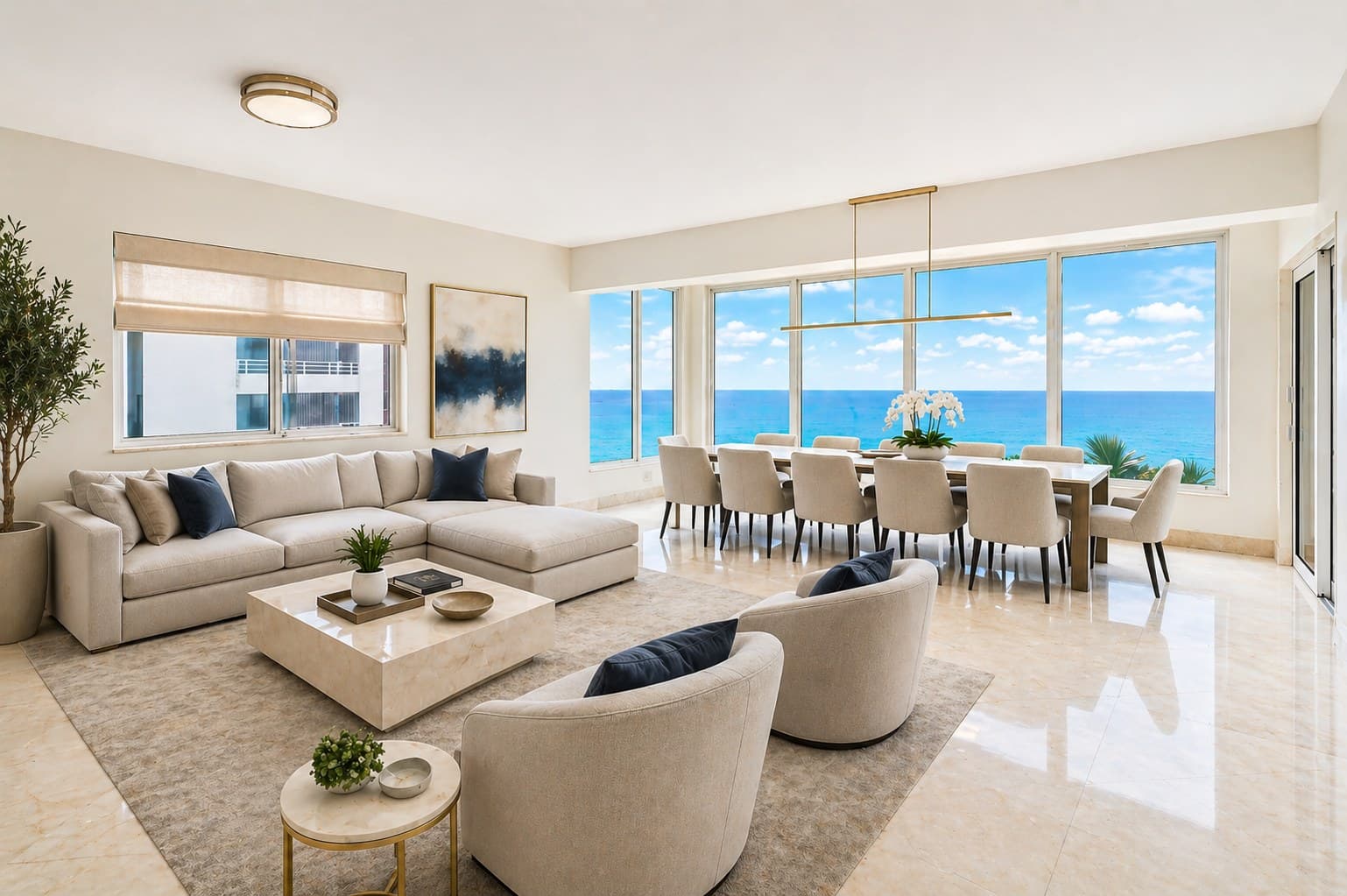 Highland living area with ocean views